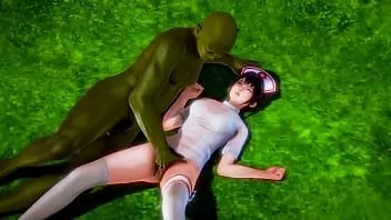 再生 3d変態ビデオで大きなゴブリン男とセックスをしているかわいい看護師